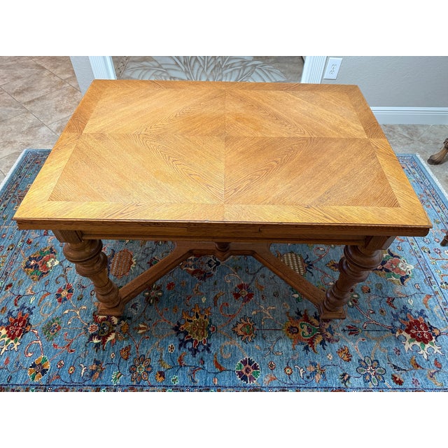 Antique Oak Draw Leaf Table For Sale - Image 10 of 14