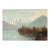 Antique Continental Mountainous Riverscape With Island and Boat, Oil on Board For Sale