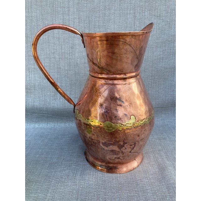 Antique Hand Crafted Polished Copper Pitcher For Sale - Image 10 of 11