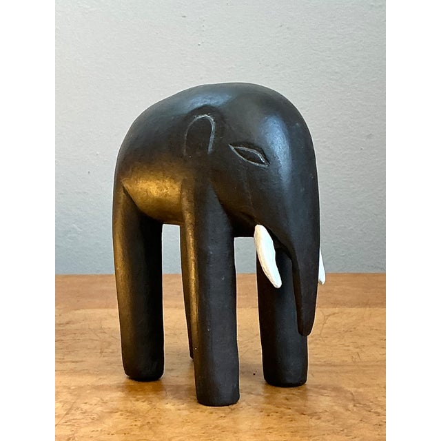Vintage Wooden Elephant Figurine For Sale - Image 4 of 12