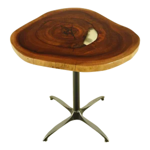 Handcrafted Live Edge Mahogany Wafer Steel Bistro Table