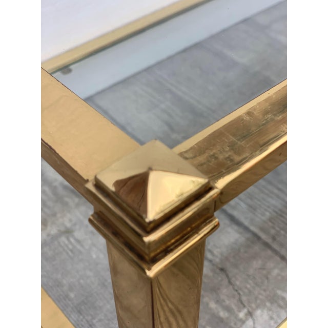 Mid-Century Modern Set of Brass Side Table and End Console Table with Glass For Sale - Image 10 of 18