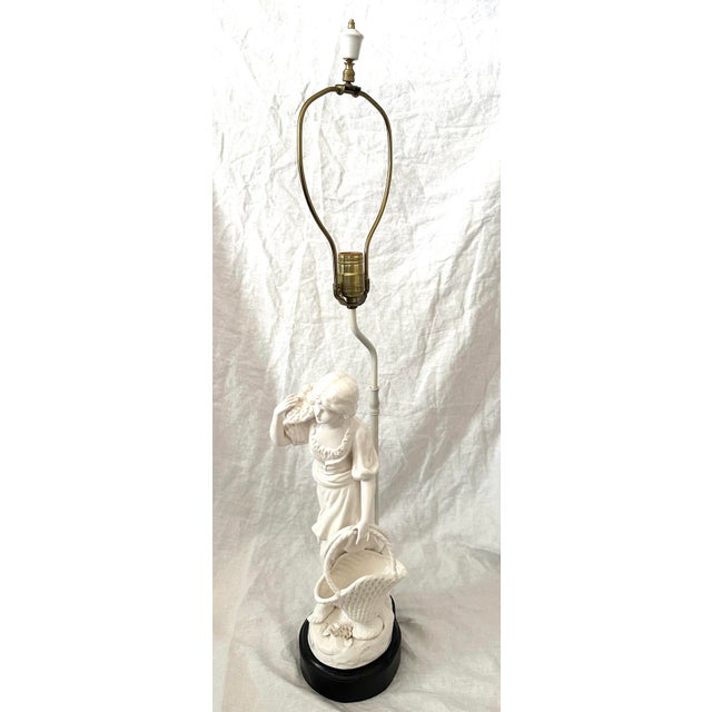 Victorian Vintage Leonard R Foss Victorian Ceramic Lady Figure Table Lamp For Sale - Image 3 of 12