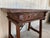 Spanish 1880s Walnut Side Table or Lady Desk, Carved Legs and Iron Stretcher For Sale - Image 9 of 13
