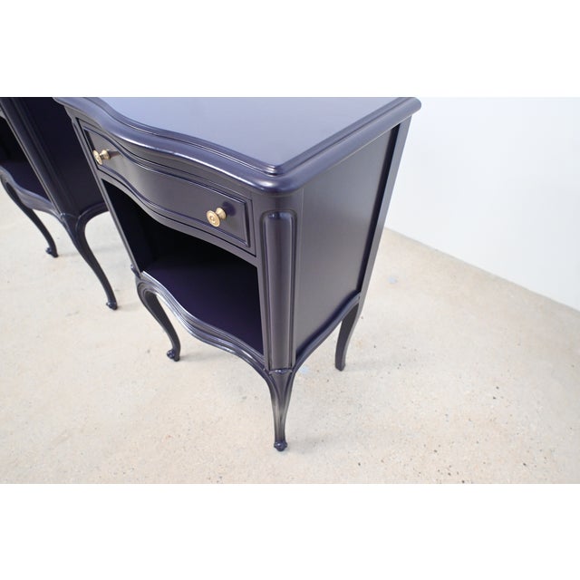 Drexel French Louis XV Style Dark Plum Nightstands, Pair | Newly Refinished For Sale - Image 10 of 15