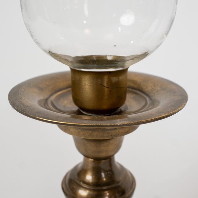 Pair of 19th Century Continental Brass Hurricane Candlesticks For Sale - Image 10 of 10