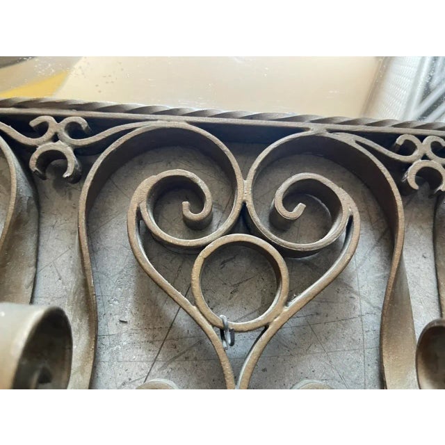 1950s Vintage Bronze Mirror with Candelholders, 1950s For Sale - Image 5 of 6