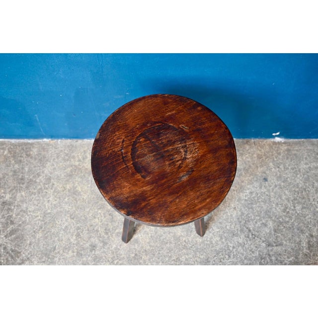 1970s Brutalist Tripod Side Table in Wood, 1970s For Sale - Image 5 of 6
