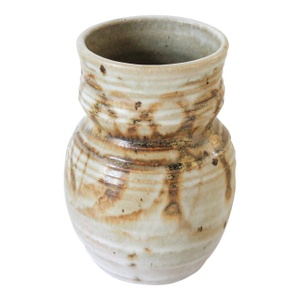 Vintage Beige and Brown Studio Art Pottery Vase