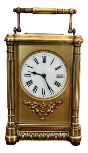 Large Antique Victorian Ornate Brass Carriage Clock, 1880