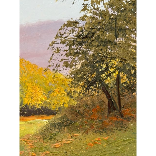 Sunlit Country Path, Lush Greenery, Autumn Tones, Serene Countryside Landscape 1991 For Sale - Image 10 of 18