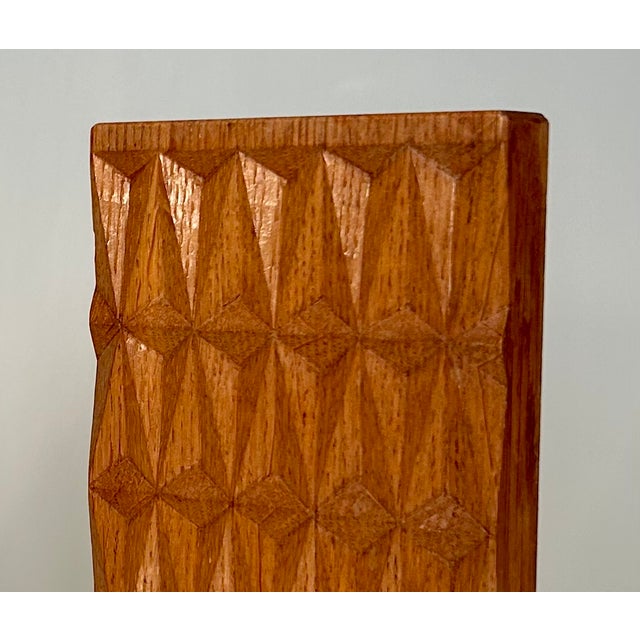 Brutalist Oak Bookends with Relief-Like Pattern, 1950s, Set of 2 For Sale - Image 10 of 17