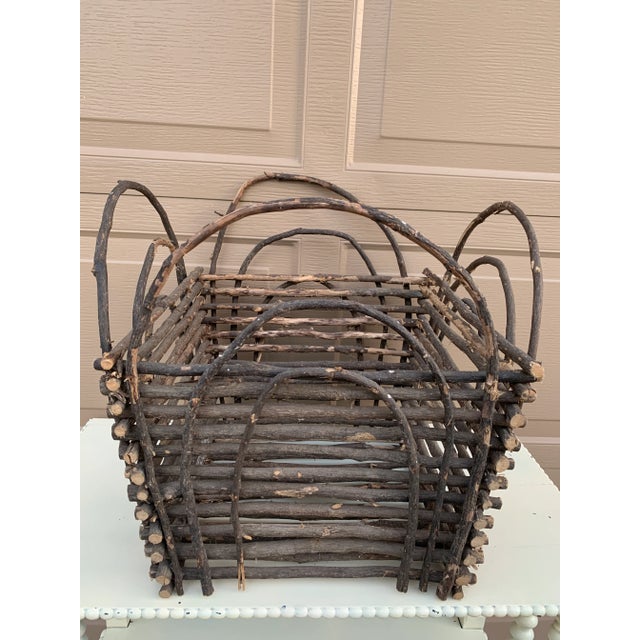 Antique Early 20th Century American Rustic Twig Basket For Sale - Image 4 of 9