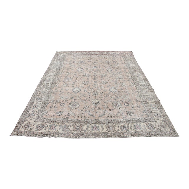 Oversized Vintage Hand Knotted Turkish Rug - 99" X 145" For Sale