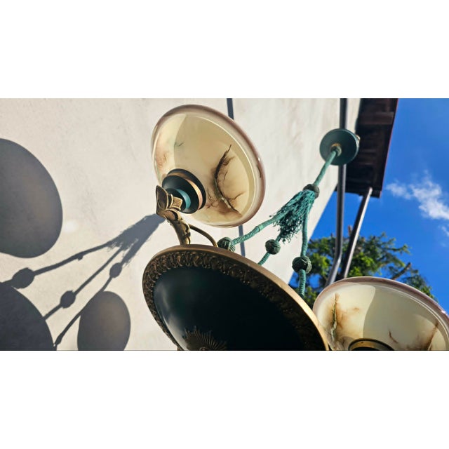 1920s Art Deco Brass Chandelier, 1920s For Sale - Image 5 of 11