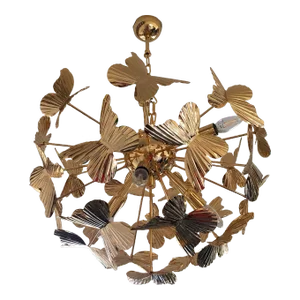 Italian Hammer Brass Butterfly Sputnik Chandelier