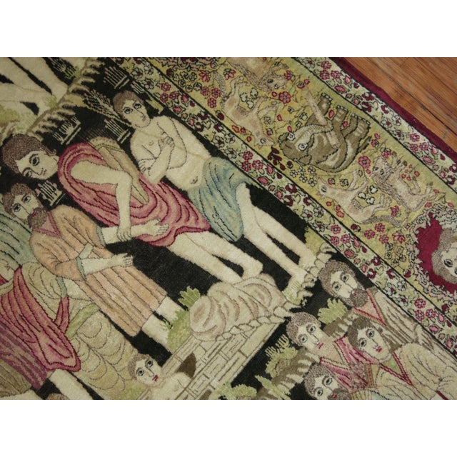 Green Late 19th Century Judaical Persian Kerman Rug, Story of Joseph - 4'8" x 7'9" For Sale - Image 8 of 18
