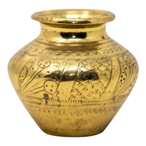 Vintage Small Engraved Brass Lota Vessel From India 1950s