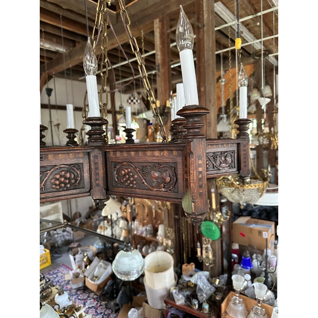 Wood Vintage Star of David Carved Wood Chandelier For Sale - Image 7 of 10