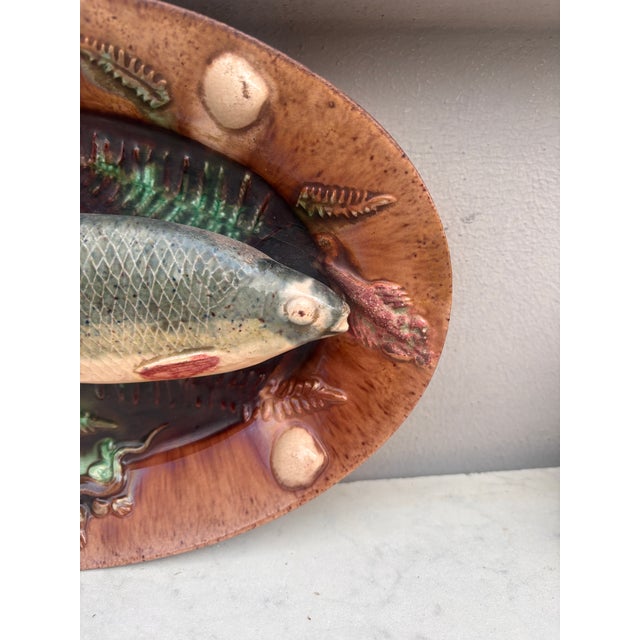 French Country 19th French Majolica Palissy Fish Wall Platter For Sale - Image 3 of 7