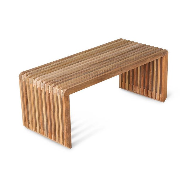 Wooden Slatted Bench from HKliving For Sale - Image 4 of 4