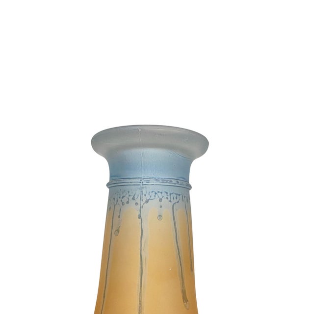 Art Nouveau Blue and Yellow Glass Vase in the style of Daum, 1890s For Sale - Image 3 of 10