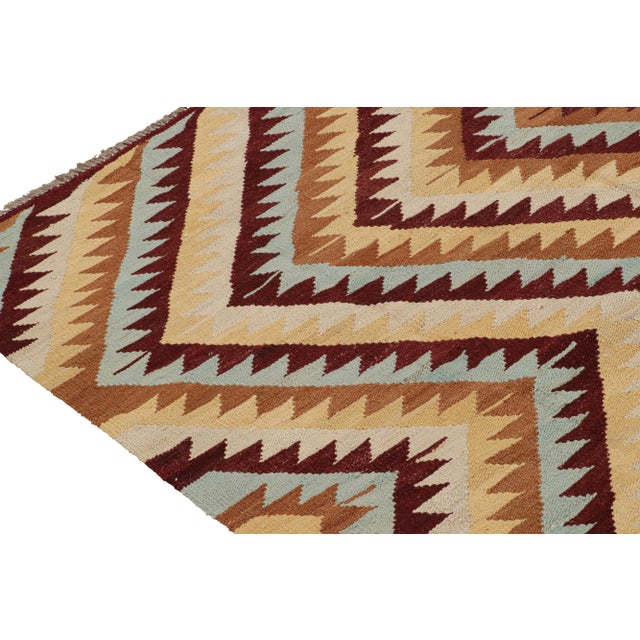 2010s Rug & Kilim’s Tribal Style Kilim in Red, Blue and Beige-Brown Geometric Patterns For Sale In New York - Image 6 of 8