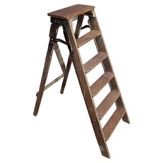 Vintage Wood Step Painters Ladder, 1970s For Sale