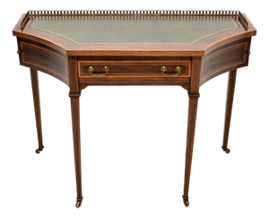 Antique Edwardian Writing Table with Leather Top, 1900s