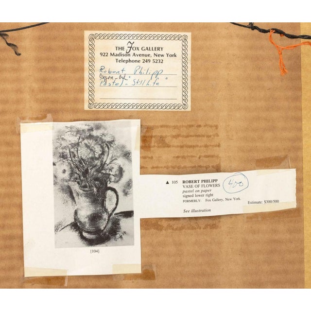 Robert Philipp "Vase of Flowers" Pastel on Paper For Sale - Image 10 of 11