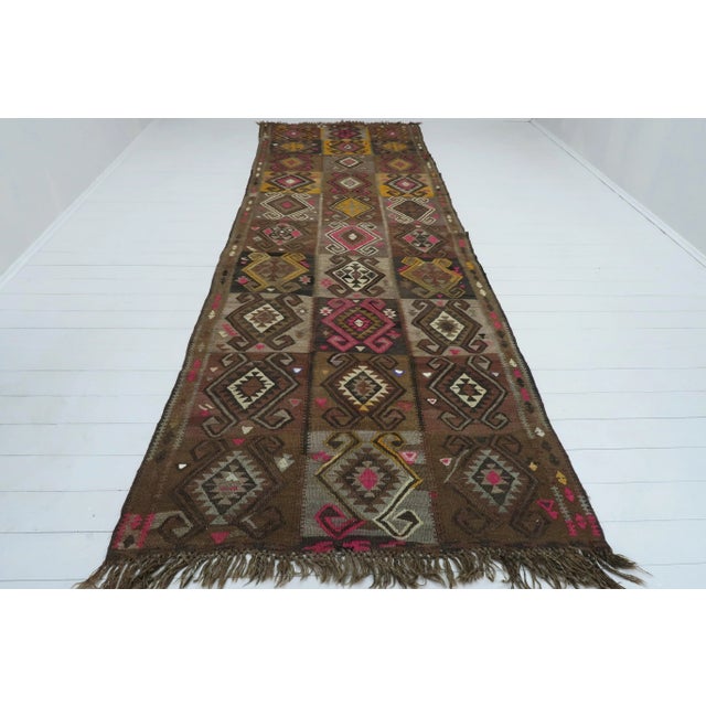 Vintage Turkish Kilim Rug-4′5″ × 13′3″ For Sale - Image 13 of 13