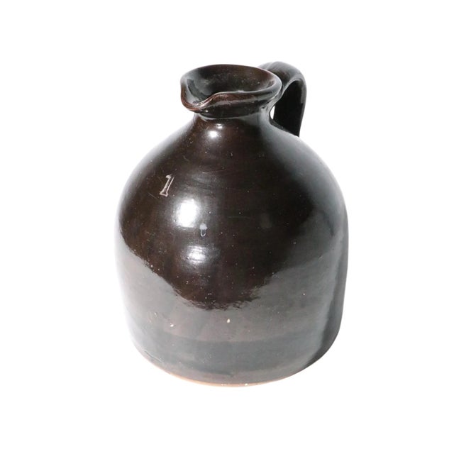 Brown Antique Albany Brown Slip Ware Whiskey Jug Crock For Sale - Image 8 of 13