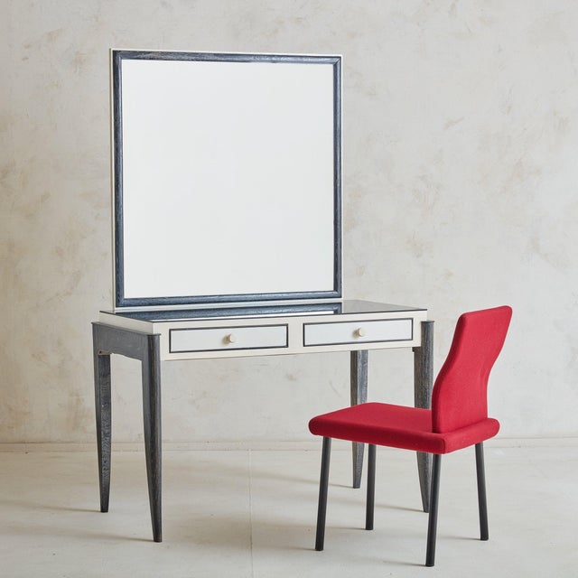 Wood Vintage Art Deco Cerused Ebonized Wood Writing Desk For Sale - Image 7 of 11