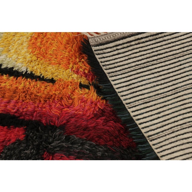 Textile Vintage Swedish Rya Rug With Radiant Flame Abstract Design - Rug & Kilim For Sale - Image 7 of 9