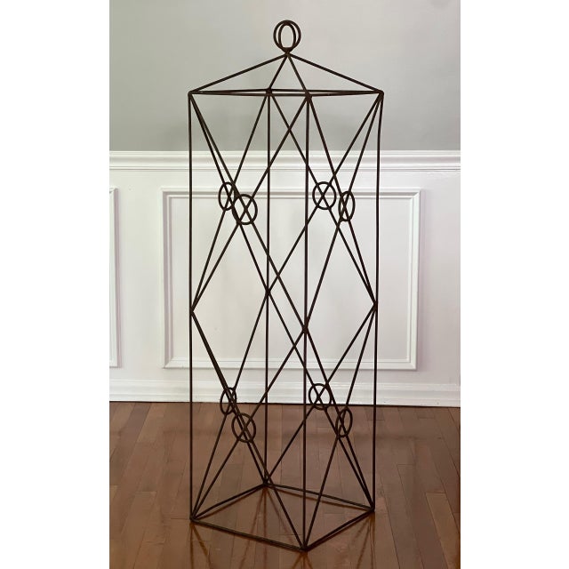 Mid 20th Century 20th Century Wrought Iron Square Garden Obelisks - Set of 2 For Sale - Image 5 of 12