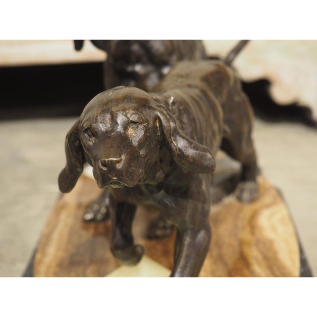 A French 1930s Hunting Dog Group on Marble Base For Sale - Image 9 of 18