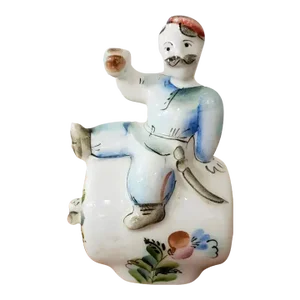Vintage Semikarakorskaya Porcelain Cossack on Barrel Drinking Ale