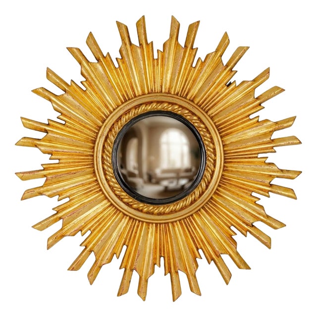 French Gold Leaf Sunburst Mirror For Sale
