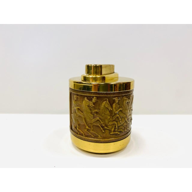 Vintage Rotary Ashtray, Cigarette Dispenser and Lighter with Brass Decoration by Erhard & Söhne, 1960s, Set of 3 For Sale - Image 6 of 18