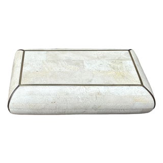 Vintage Tessellated Snakeskin With Brass Inlay Detail For Sale