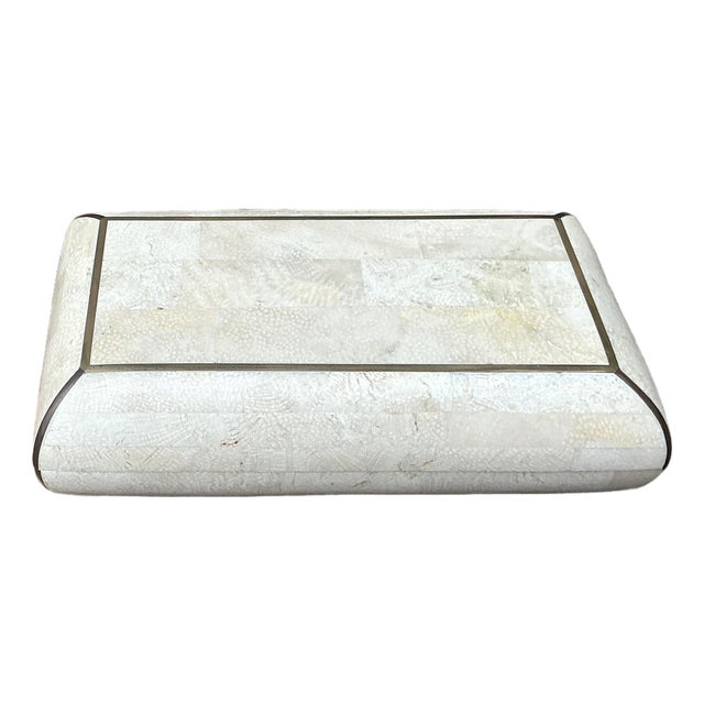 Vintage Tessellated Snakeskin With Brass Inlay Detail For Sale