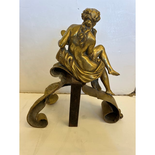 Antique Bronze Figural Andirons -a Pair For Sale - Image 4 of 16