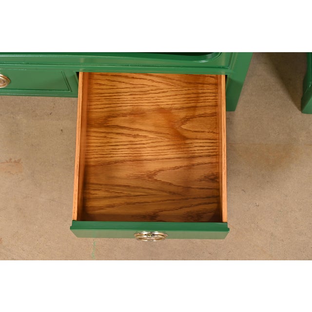 Michael Taylor for Baker Far East Collection Green Lacquered Nightstands or End Tables, Newly Refinished For Sale In South Bend - Image 6 of 12