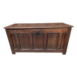 Gothic Brown Coffer in Oak For Sale