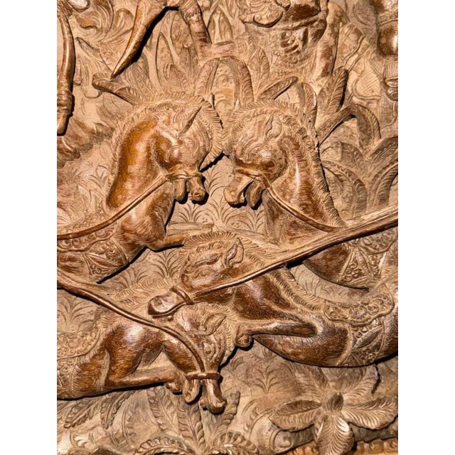 Wood Indonesian Artist, Large Deeply Carved High Wall Relief of Ramayana, Ubudpeliatan or Gianyar, Bali, 19th Century, Teak For Sale - Image 7 of 10