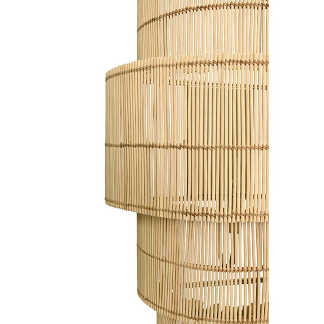 Worlds Away Matthew Izzo Home Tia Four Tiered Natural Rattan Wall Sconce For Sale - Image 4 of 6