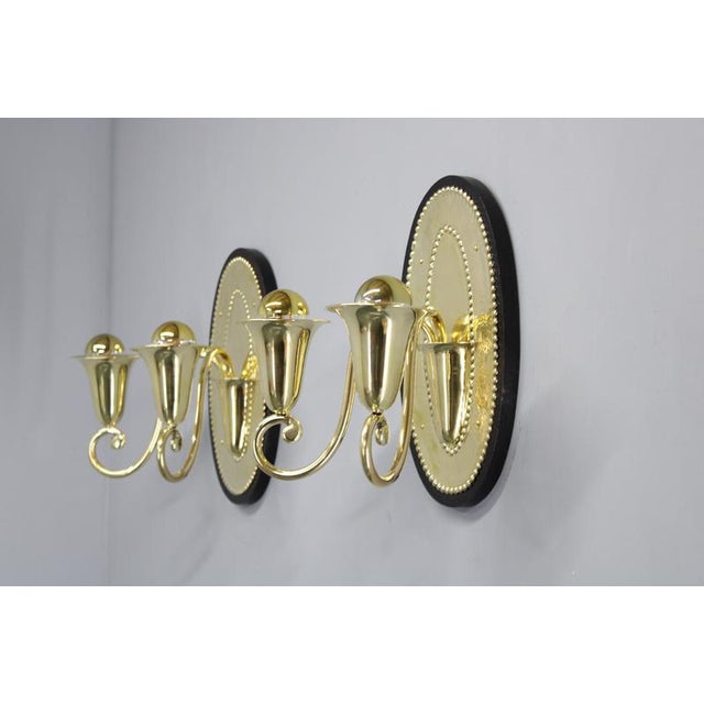 Art Nouveau Brass Wall Sconces in the style of Hoffmann, 1920s, Set of 2 For Sale - Image 15 of 16