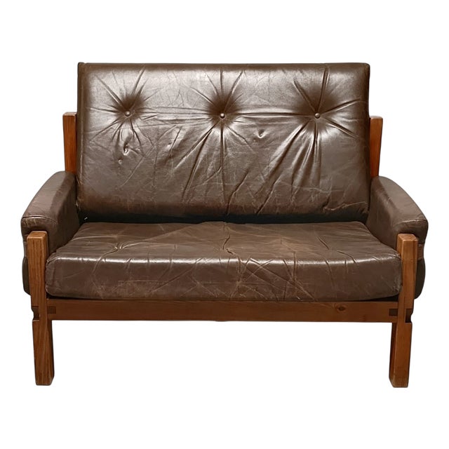 Model S17Z Love Seat attributed to Pierre Chapo, France, 1960s For Sale