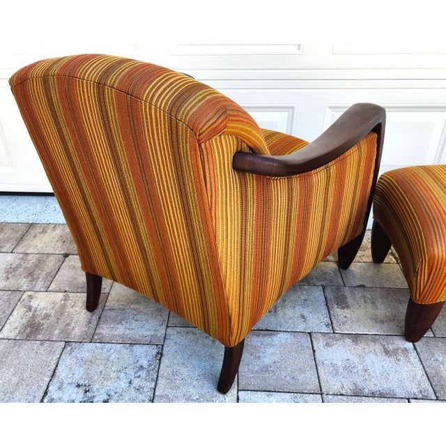 Vintage MCM Club Lounge Armchair & Ottoman Art Deco a Pair For Sale - Image 11 of 14