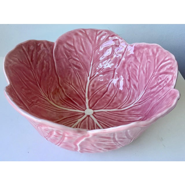 12"Pink Cabbage Leaf Majolica BowlBordallo Pinheiro Chairish
